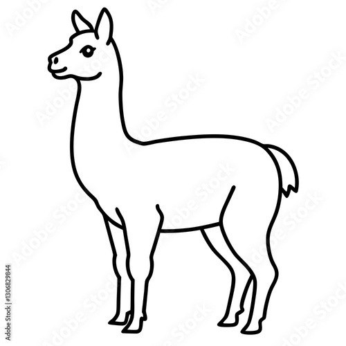Elegant Llama One-Line Drawing in Vector