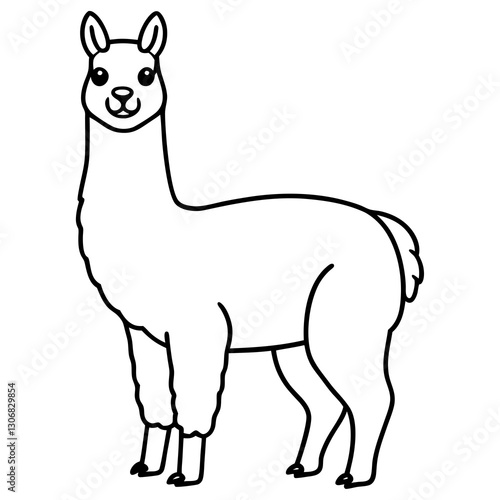 Elegant Llama One-Line Drawing in Vector
