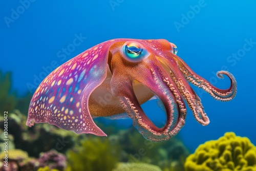 A cuttlefish (Mollusca) displaying mesmerizing color changes while hunting prey