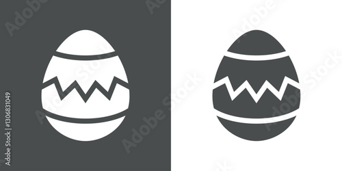 Elemento decorativo de Pascua. Silueta de huevo de Pascua con líneas en zigzag 