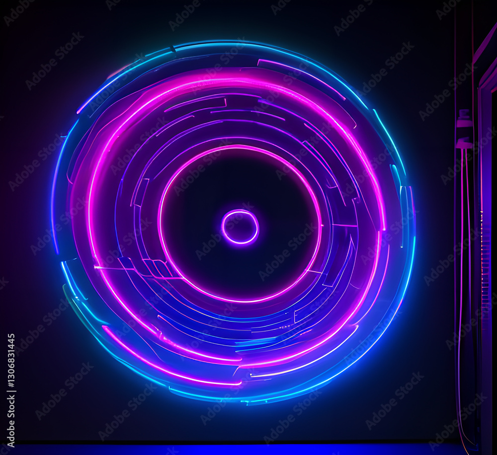 Abstract neon arrow direction random light on black empty space design modern futuristic technology background illustration.,generative AI Abstract neon arrow direction random light on black empty space design modern futuristic technology background illustration.,generative AI