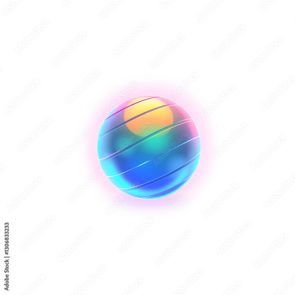 Exercise ball holographic 3D icon. neon symbol vector illustration isolated on white background. Generative AI Exercise ball holographic 3D icon. neon symbol vector illustration isolated on white background. Generative AI