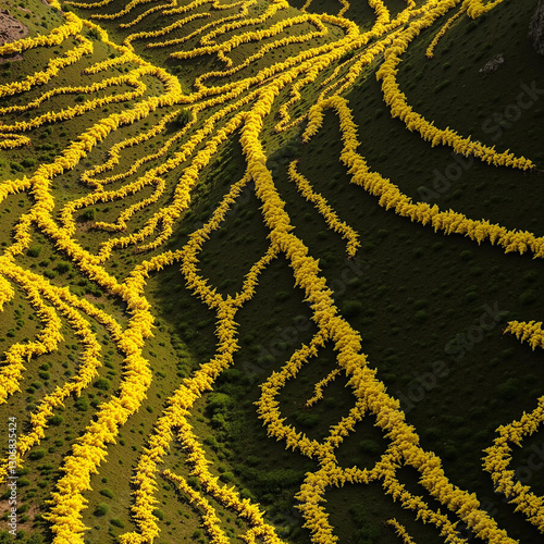 Aerial View of Yellow Flower Maze