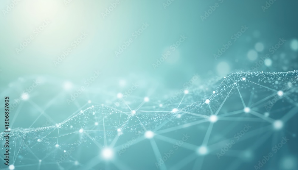 Obraz premium Abstract background shows network of connected lines, nodes on blue backdrop, representing connectivity, pro networks. Subtle, clean design for, technology, science, business background, presentation