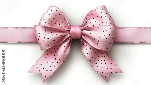 pink ribbon tied bow isolated,cartoon illustration style