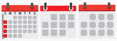 Calendar icon set. Calender symbol. calendar vector icon, Calendar icon set. Line and glyph calendar set. Calendars vector icons. Set of calendars symbols in line style. EPS 10.