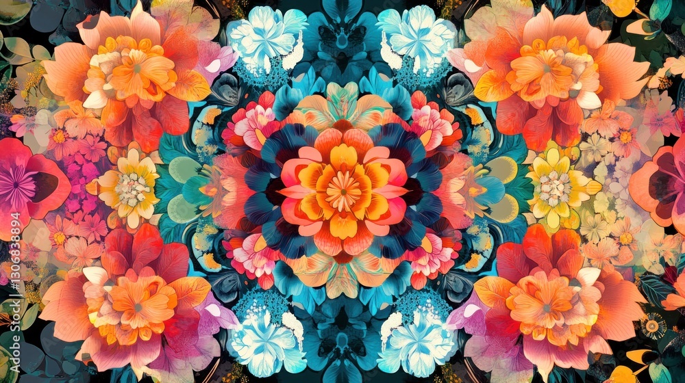 Vibrant Kaleidoscope of Floral Symphony: A Masterpiece of Colorful Blooms Vibrant Kaleidoscope of Floral Symphony: A Masterpiece of Colorful Blooms