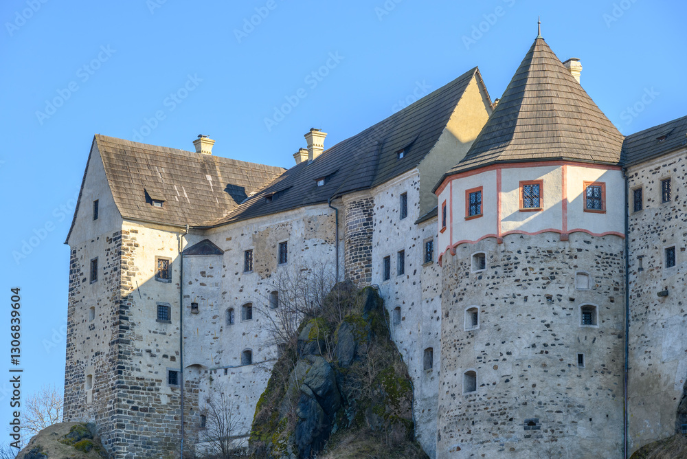 Loket Castle, a 12th-century gothic castle in the Karlovy Vary Region in Czech Republic. Loket Castle, a 12th-century gothic castle in the Karlovy Vary Region in Czech Republic.