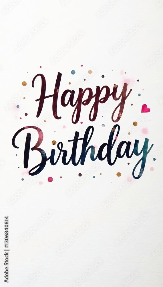 Handwritten birthday message in elegant calligraphy on white background, design, lettering Handwritten birthday message in elegant calligraphy on white background, design, lettering