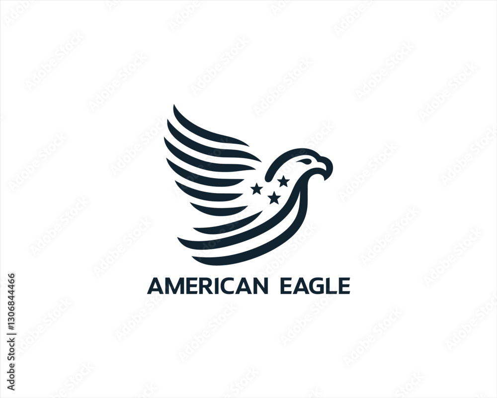 Obraz premium American Eagle logo design icon symbol vector illustration. Silhouette eagle bird icon vector template 