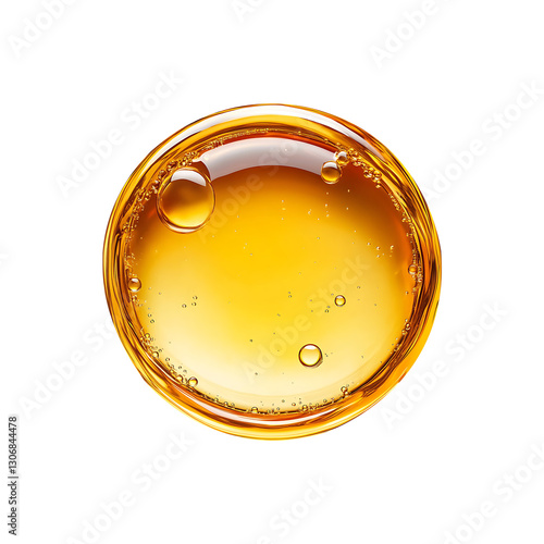 Golden Oil Droplet on Transparent Background