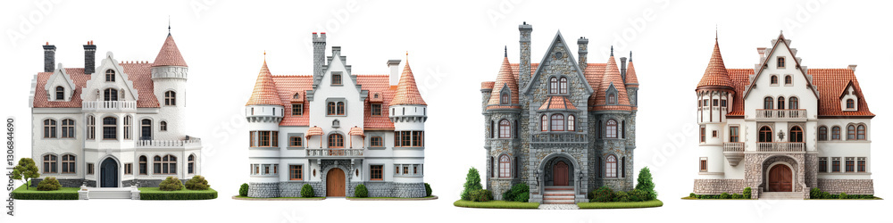 Fototapeta premium Enchanting of Ornate Medieval Castles Mansions and Palaces in Distinct Architectural Styles Gothic Baroque Tudor Victorian Fantastical Lavish and Captivating Architectural Designs