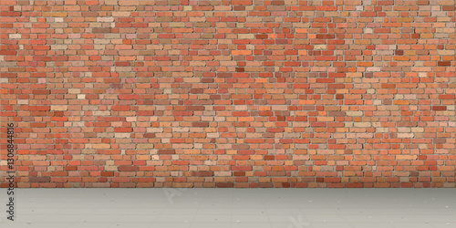 Old red brick wall background with the sidewalk graphic illustration have blank space.