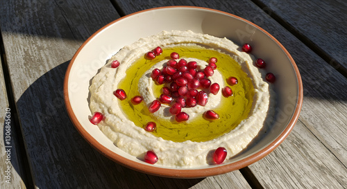 Wallpaper Mural Delicious creamy baba ghanoush with pomegranate seeds and olive oil on transparent background dip Torontodigital.ca