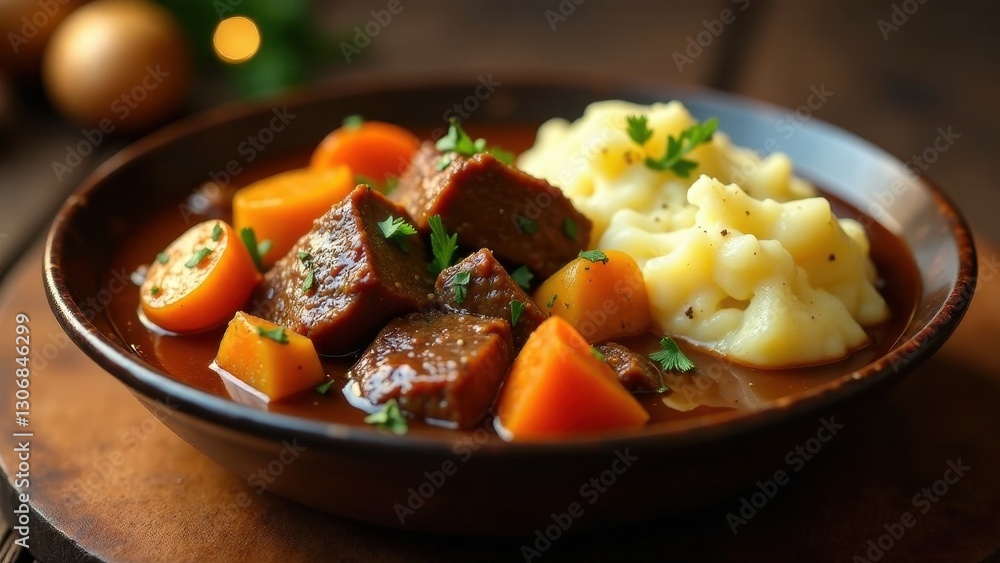 Hearty Beef Stew with Creamy Mashed Potatoes, a comforting and delicious autumnal meal Hearty Beef Stew with Creamy Mashed Potatoes, a comforting and delicious autumnal meal