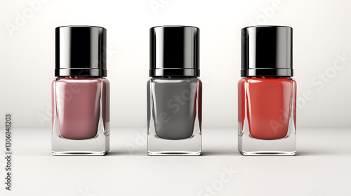 Nail polish bottles mock up, isolated on white background