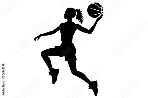 Generative AI: Female Basketball Player Silhouette
