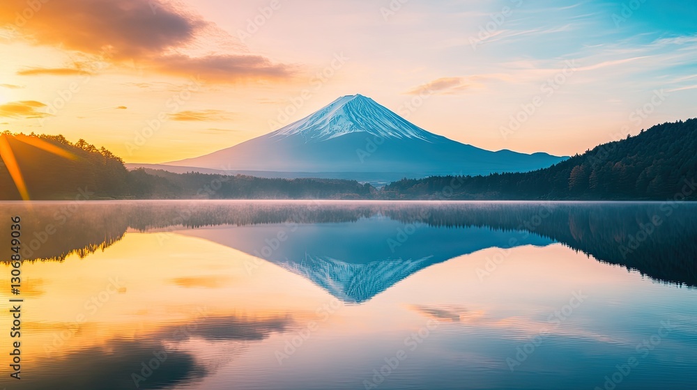 Mount reflected in a serene lake surrounded by lush green forests under a bright blue sky. The iconic mountain and its natural setting convey harmony and tranquility. Generative AI Mount reflected in a serene lake surrounded by lush green forests under a bright blue sky. The iconic mountain and its natural setting convey harmony and tranquility. Generative AI