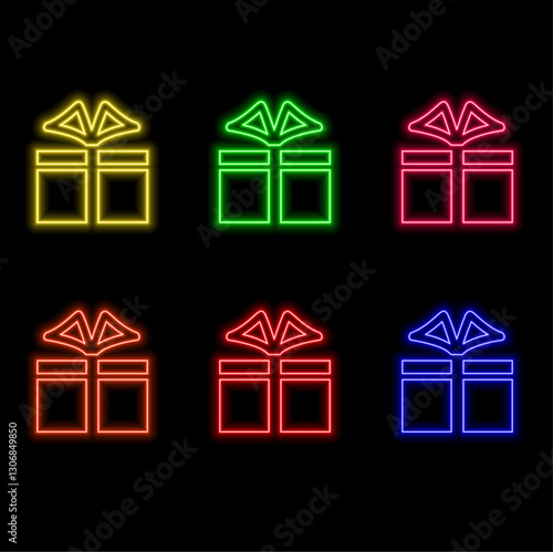 Neon Icon Flat icon with gift in hand Christmas design Holiday wedding