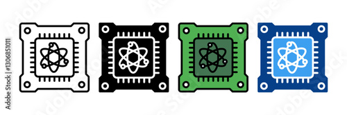 Quantum Computing Icon Set Multiple Style Collection