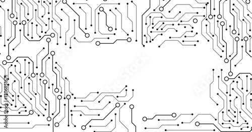Circuit technology background with hi-tech digital data connection system and computer electronic design.  Seamless circuit board pattern