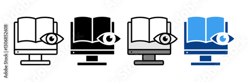 Digital Literacy Icon Set Multiple Style Collection