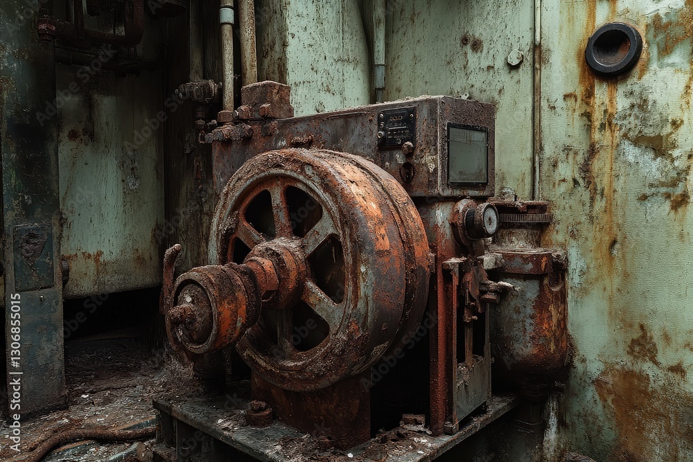 Forgotten Machinery Sits Rusting in the Corners, Telling Stories of a Bygone Era in a Neglected Workshop Forgotten Machinery Sits Rusting in the Corners, Telling Stories of a Bygone Era in a Neglected Workshop