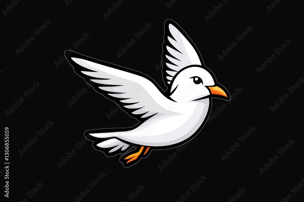Fototapeta premium A minimal seagull logo with sharp, elegant lines, representing freedom and the sea