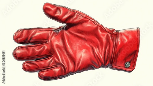 red work glove isolated,cartoon illustration style