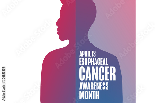 April is Esophageal Cancer Awareness Month. Template for background, banner, card, poster with text. Vector EPS10 illustration.