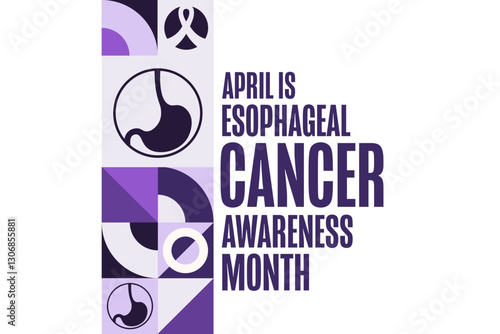 April is Esophageal Cancer Awareness Month. Template for background, banner, card, poster with text. Vector EPS10 illustration.