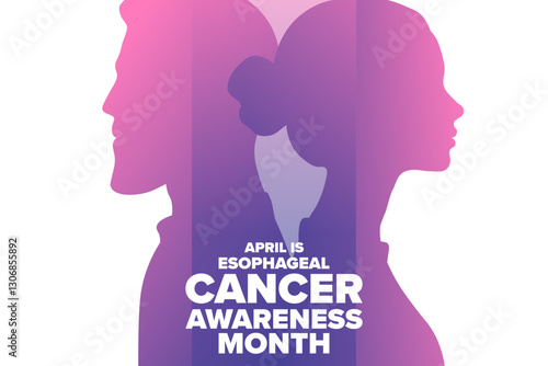 April is Esophageal Cancer Awareness Month. Template for background, banner, card, poster with text. Vector EPS10 illustration.