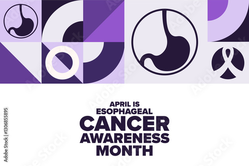 April is Esophageal Cancer Awareness Month. Template for background, banner, card, poster with text. Vector EPS10 illustration.