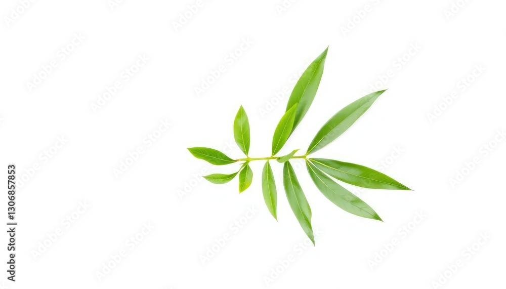 Single vibrant green plant, isolated on pure white background, texture, nature Single vibrant green plant, isolated on pure white background, texture, nature