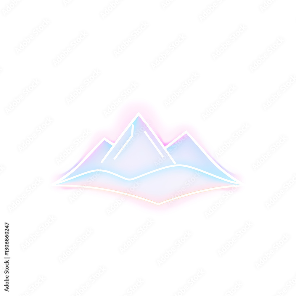 Countryside hills holographic 3D icon. neon symbol vector illustration isolated on white background. Generative AI Countryside hills holographic 3D icon. neon symbol vector illustration isolated on white background. Generative AI