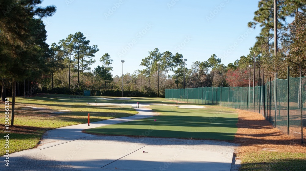 Fototapeta premium A chipping net with multiple target zones set up for practice.