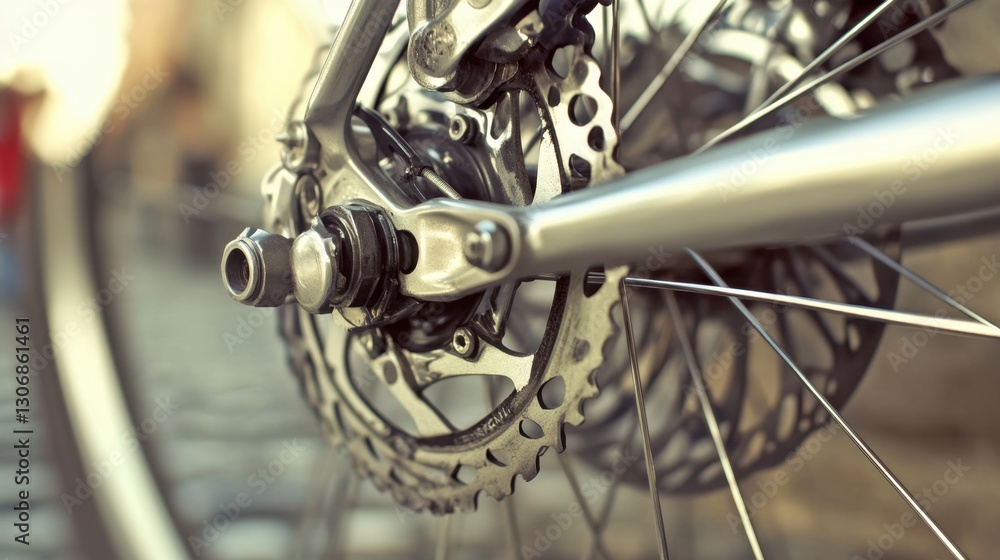 Obraz premium A close-up of a bikes disc brakes, calipers, and rotors.