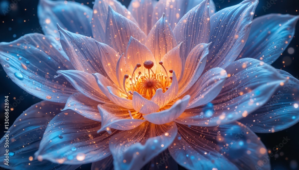 Fototapeta premium A beautiful flower with a yellow center and blue petals