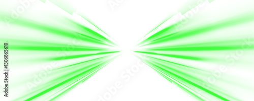 Abstract futuristic neon light trails. Green glowing speed lines on a dark background. Digital technology motion effect. High-speed energy flow. Cyber-inspired design. Vector illustration. PNG.