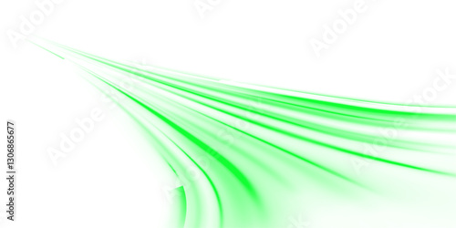 Neon speed lines vector background. Futuristic motion blur effect in green. Abstract glowing road lights. Cyberpunk technology design. Fast light streaks. Digital flow. Vector illustration. PNG.