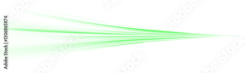 Neon speed lines vector background. Futuristic motion blur effect in green. Abstract glowing road lights. Cyberpunk technology design. Fast light streaks. Digital flow. Vector illustration. PNG.