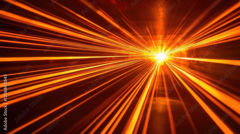 Fototapeta premium A burst of laser light forming geometric patterns with glowing beams of light cutting through the dark, leaving room for copy.