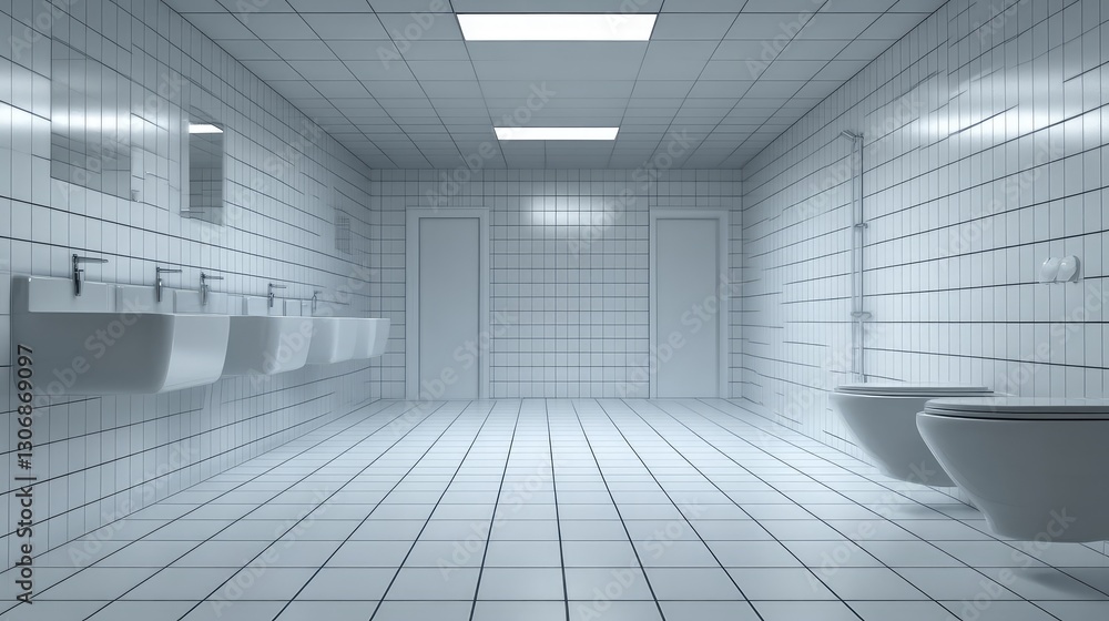 Fototapeta premium A clean, contemporary bathroom with sleek surfaces and plenty of blank space for adding copy or designs.