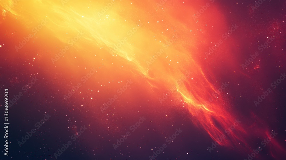 Naklejka premium Bright orange and yellow space background with a long, thin, glowing line