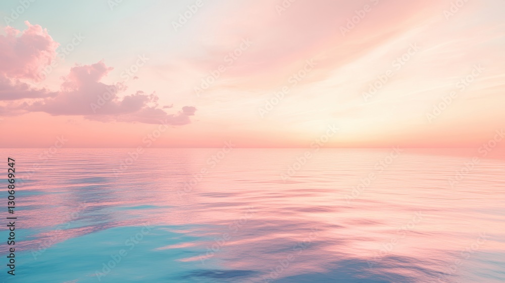 Beautiful pink and blue ocean with a cloudy sky in the background Beautiful pink and blue ocean with a cloudy sky in the background