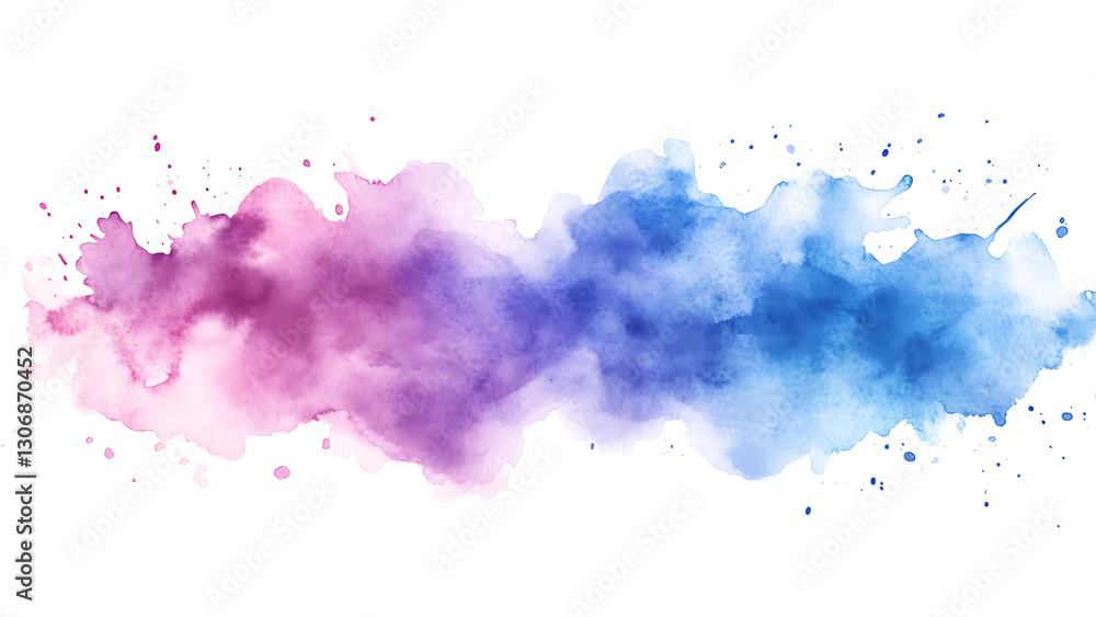 Obraz premium Watercolor Swash: A vibrant watercolor swash sweeps across the canvas, blending shades of blue and purple in an artistic display of fluid colors.