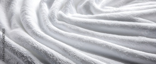 Soft, white terrycloth fabric texture background.