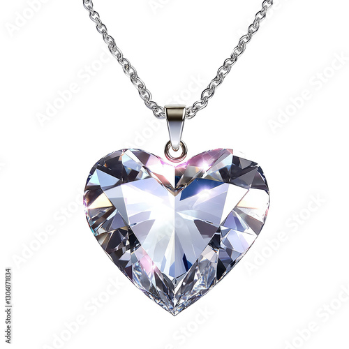 diamond pendant necklace on transparent background