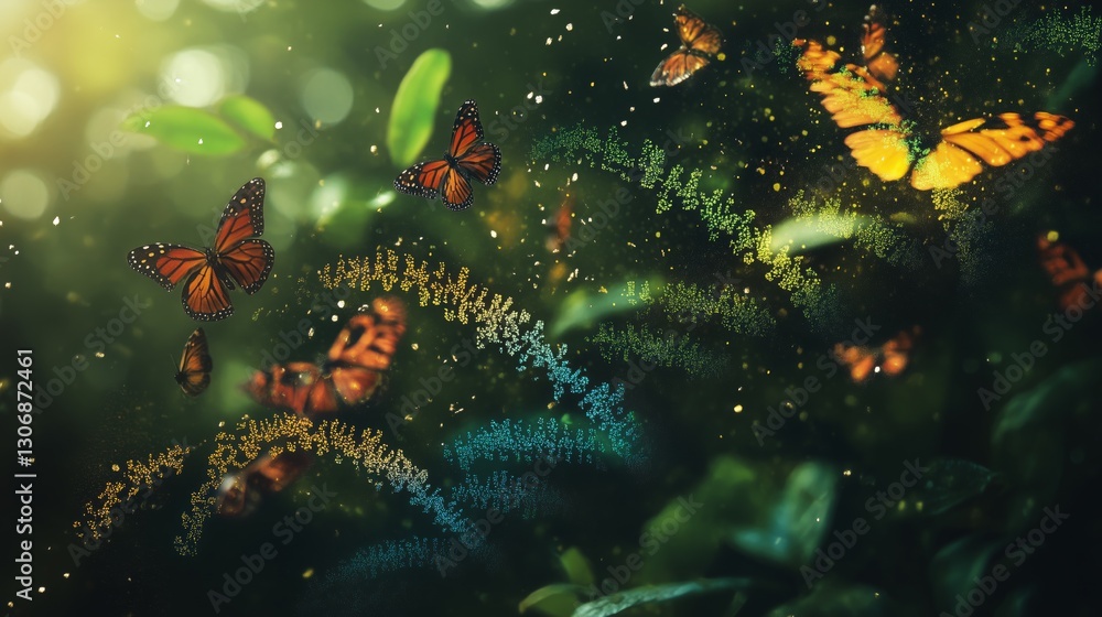 Obraz premium The fairy butterfly dance in the dream forest