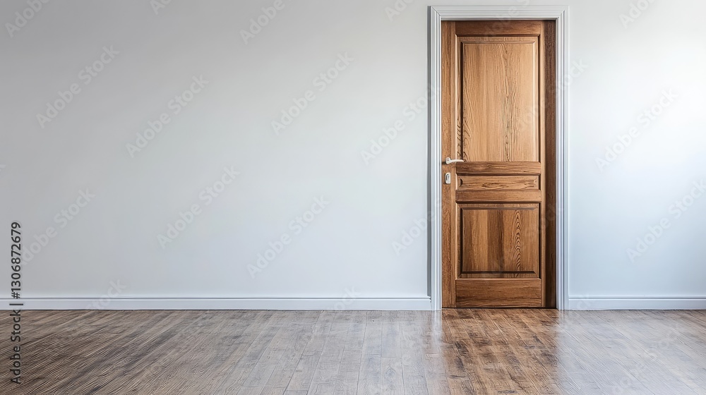 A newly installed wooden door with surrounding clear space on the frame for text or promotional copy. A newly installed wooden door with surrounding clear space on the frame for text or promotional copy.